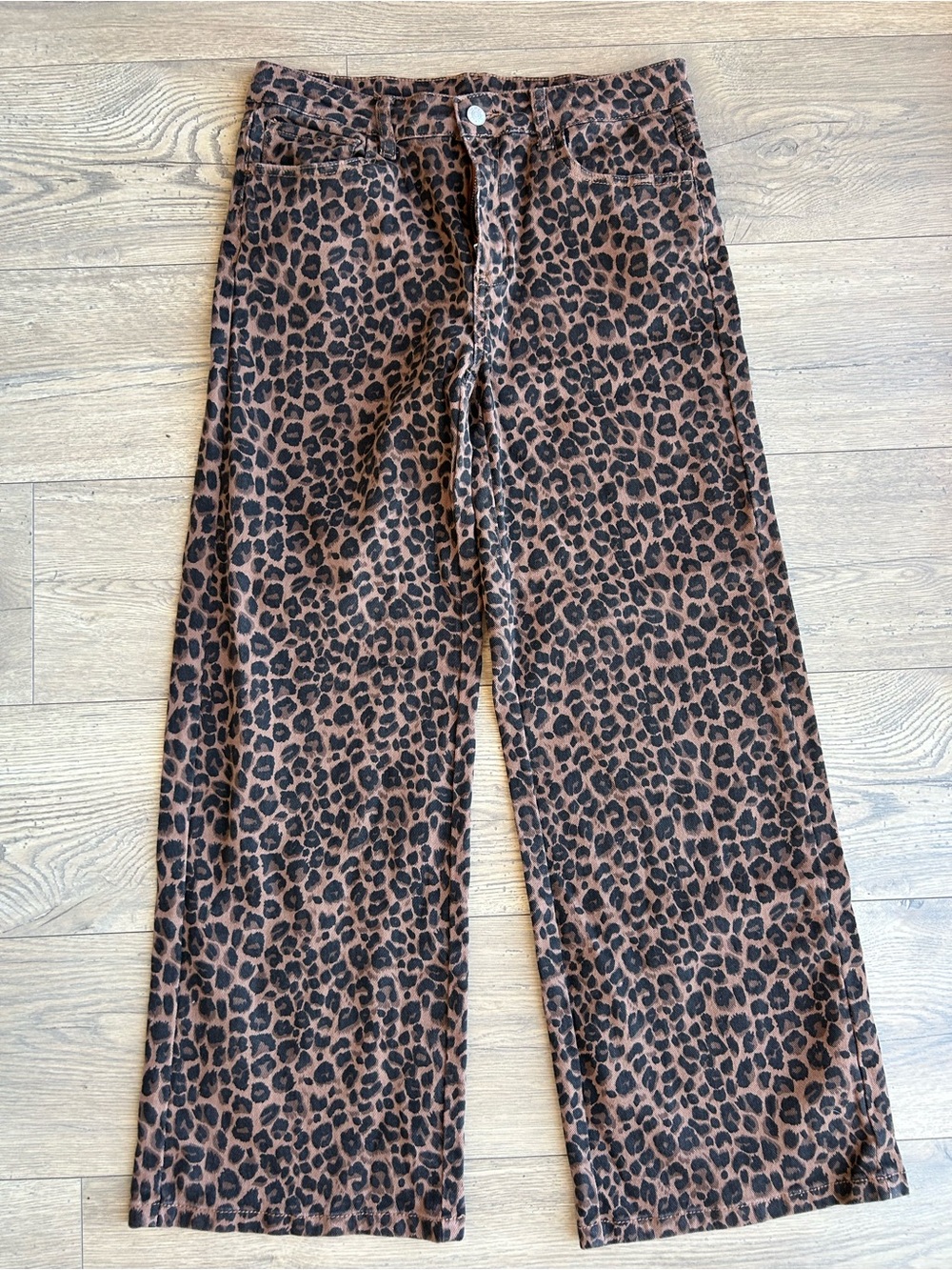 Amazon Brown Leopard Print Wide-Leg Pants